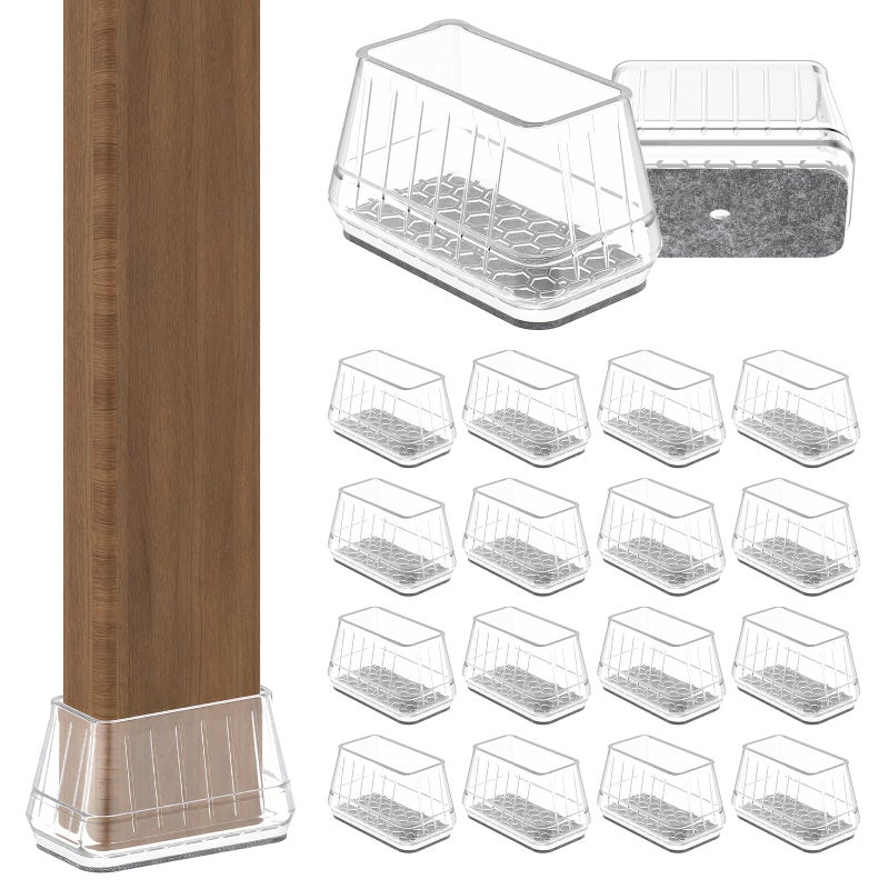 Violibar 24PCS Rectangular Chair Leg Floor Protectors for Hardwood Floors, Thicken Rubber Chair Leg Cap Covers, Non Slip Furniture Leg Pads to Protect Wood Tile Floors from Scratches and Reduce Noise - Image 1
